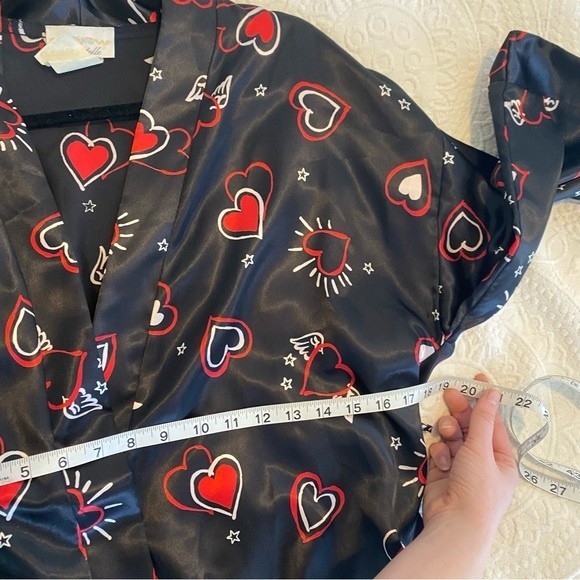 Vintage Dentelle Y2K Valentines Day Heart Love Dressing Robe size Medium - Picture 9 of 9